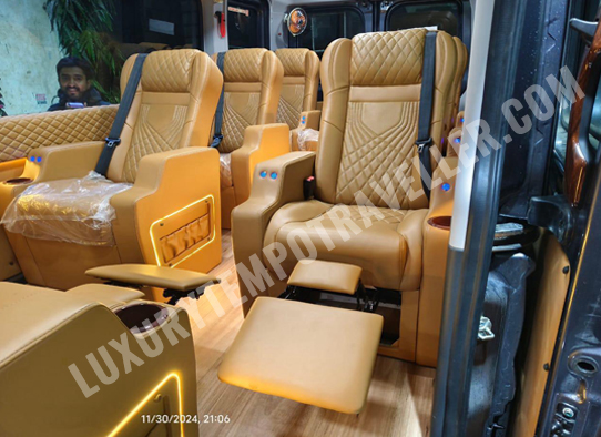 10 seater ultra luxury van with 1x1 modified seats hire in delhi