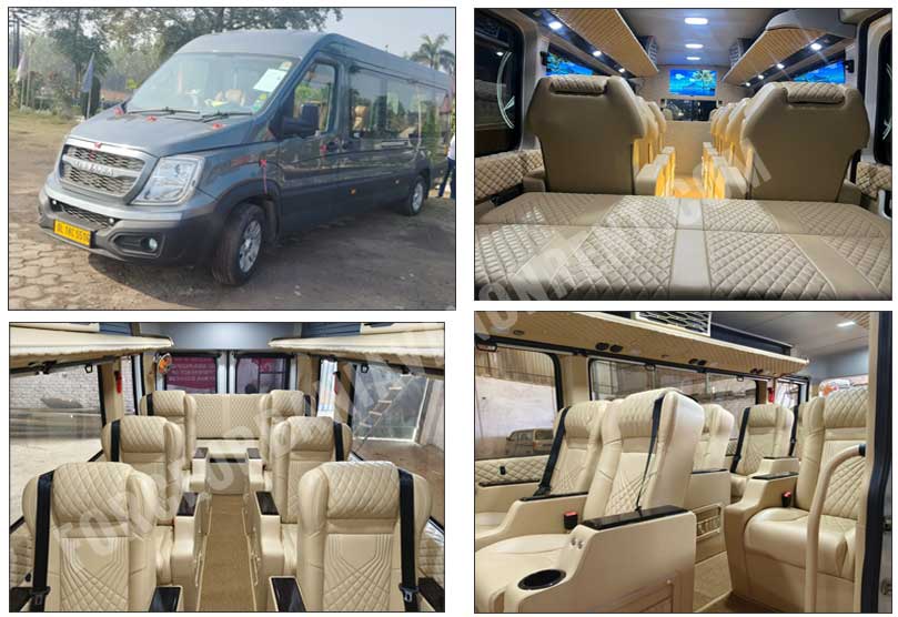 12 seater 1x1 modified seats force urbania luxury van on rent in delhi