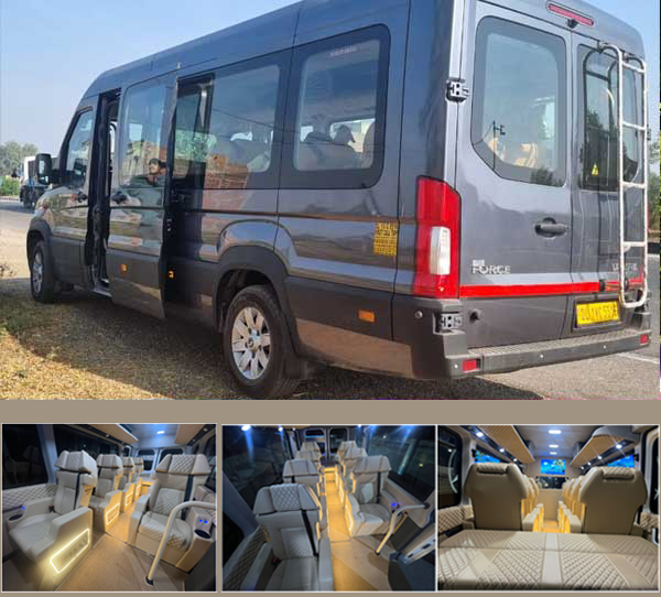 8 seater force urbania luxury van with foldable sofa seat on rent in delhi